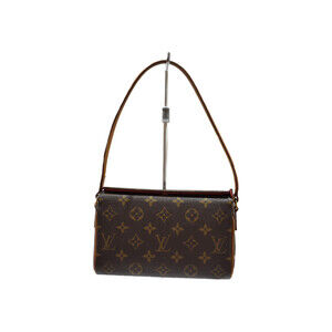 Louis Vuitton Recital Monogram Brown Canvas Handbag Red Interior